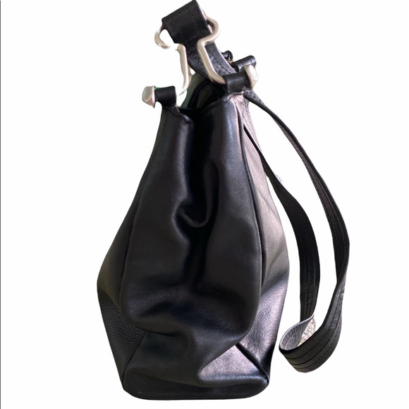 Ramona Di Paolo Vintage Black LeatherSilver Chrome Clip Shoulder Bag - Picture 5 of 12